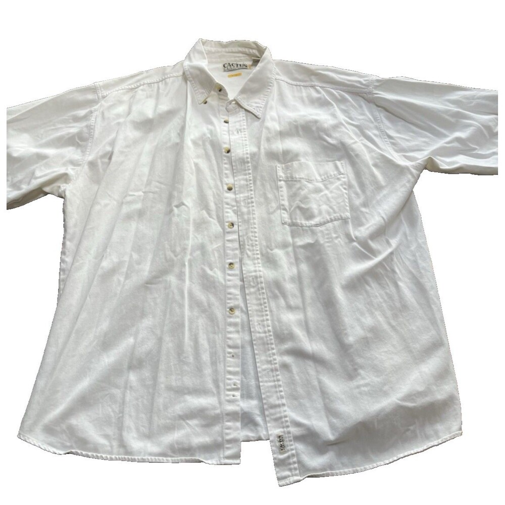 Cactus Clothing White Button Down Shirt 3XLT Big Tall Cotton Casual